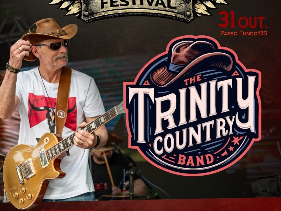 Card oficial do Harleyluia Festival anunciando The Trinity Country Band