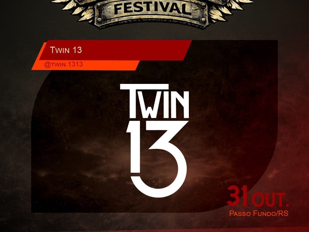 Card oficial do Harleyluia Festival anunciando Twin 13 como expositor