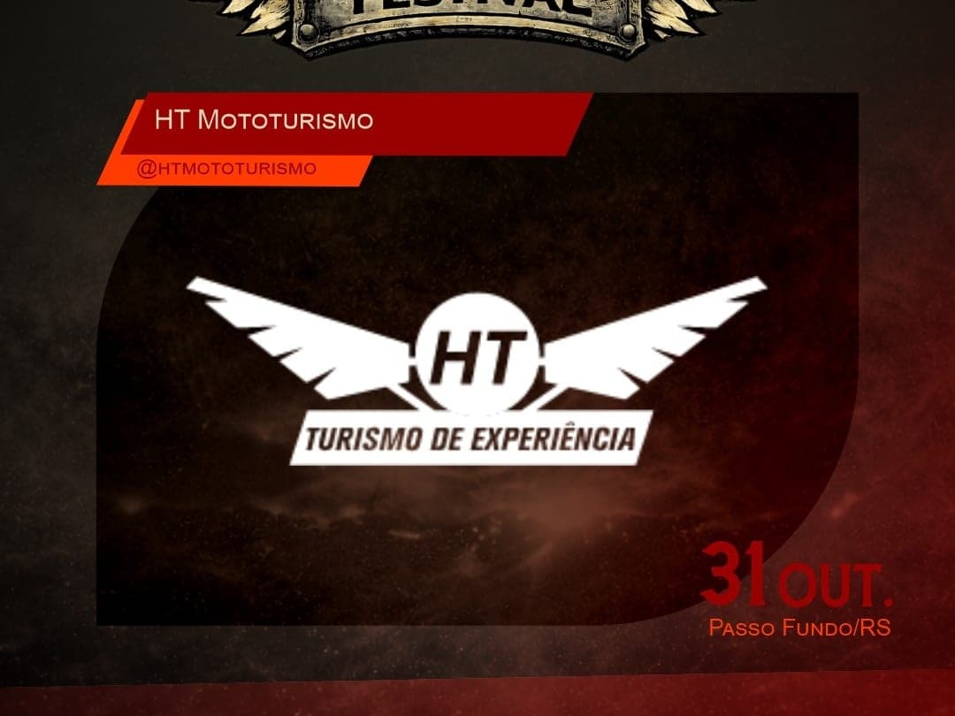 Card oficial do Harleyluia Festival anunciando HT Mototurismo como expositor