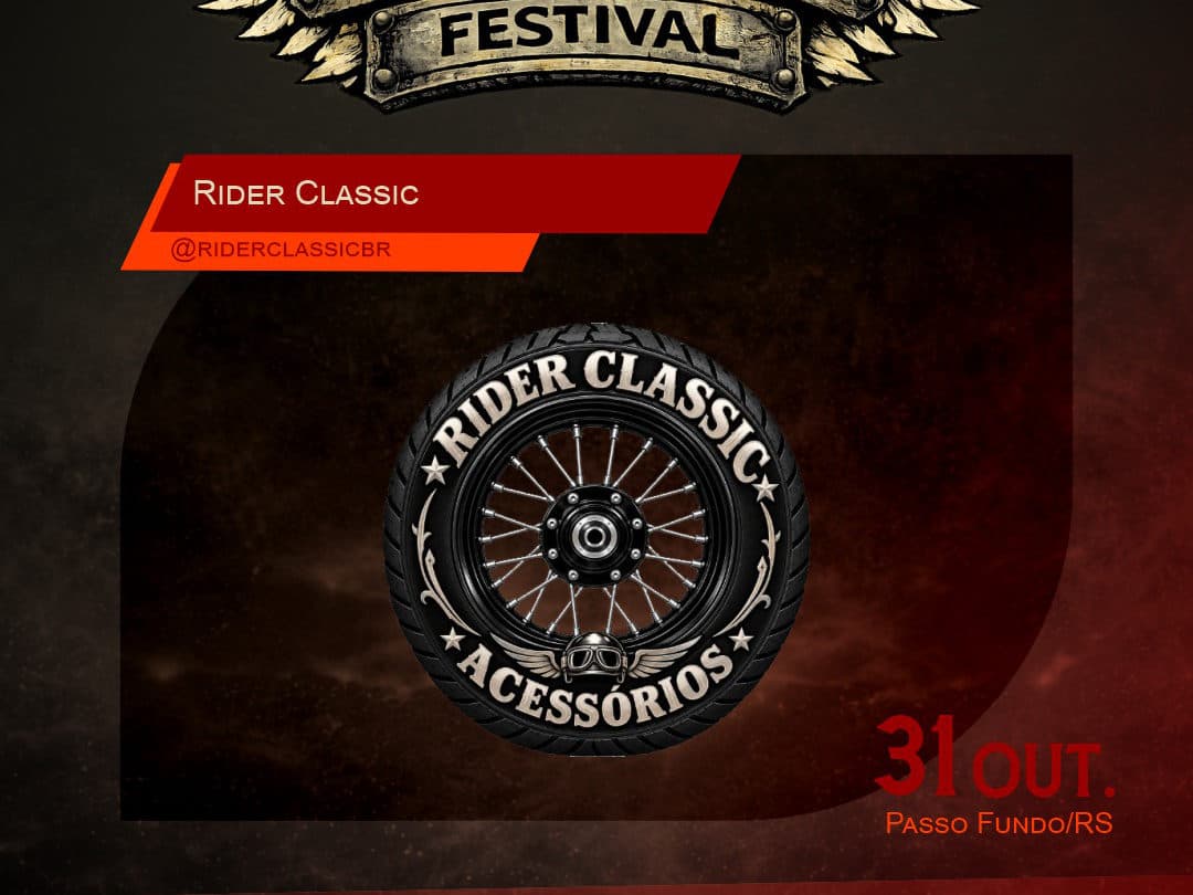 Card oficial do Harleyluia Festival anunciando Rider Classic como expositor